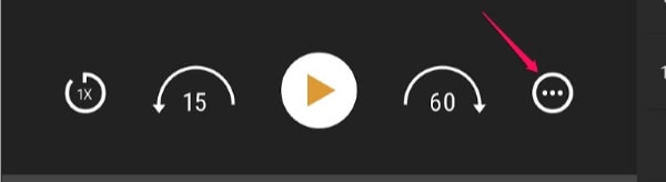 a screen shot of the bottom part of the podcast player that shows the circle with the 3 dots