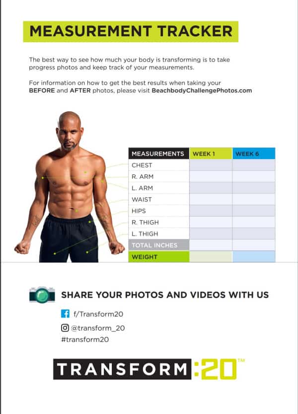the measurement tracker inside the transform 20 6 week guide