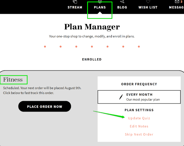 this is where you update your style preferences in the Wantable Fitness edit